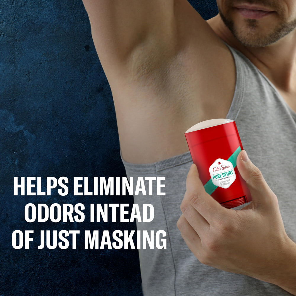 Old Spice Pure Sport scent label signals crisp, refreshing fragrance