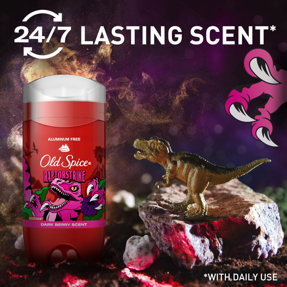 Old Spice RaptorStrike 24-7 odor protection during daily activities.