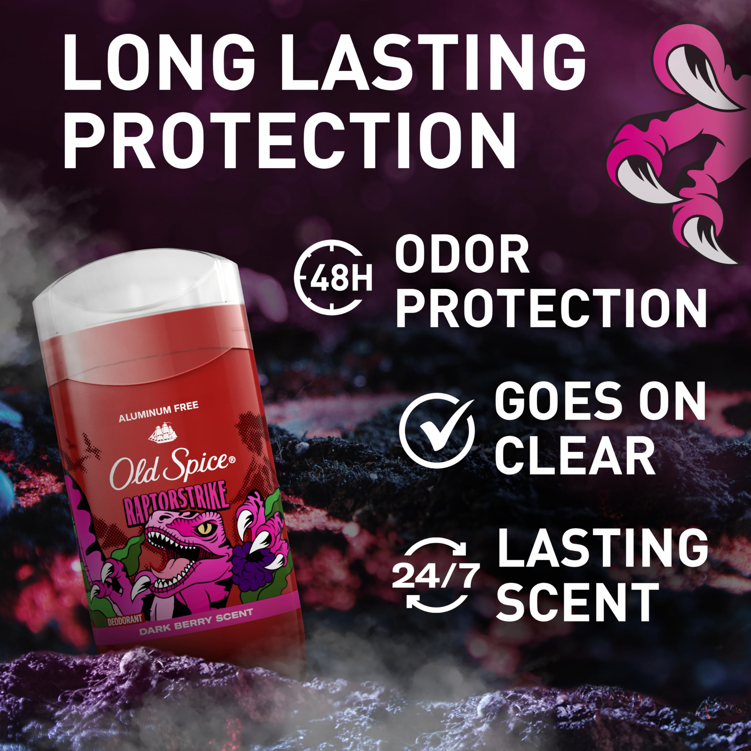 Old Spice RaptorStrike deodorant stick close-up showing clear application.