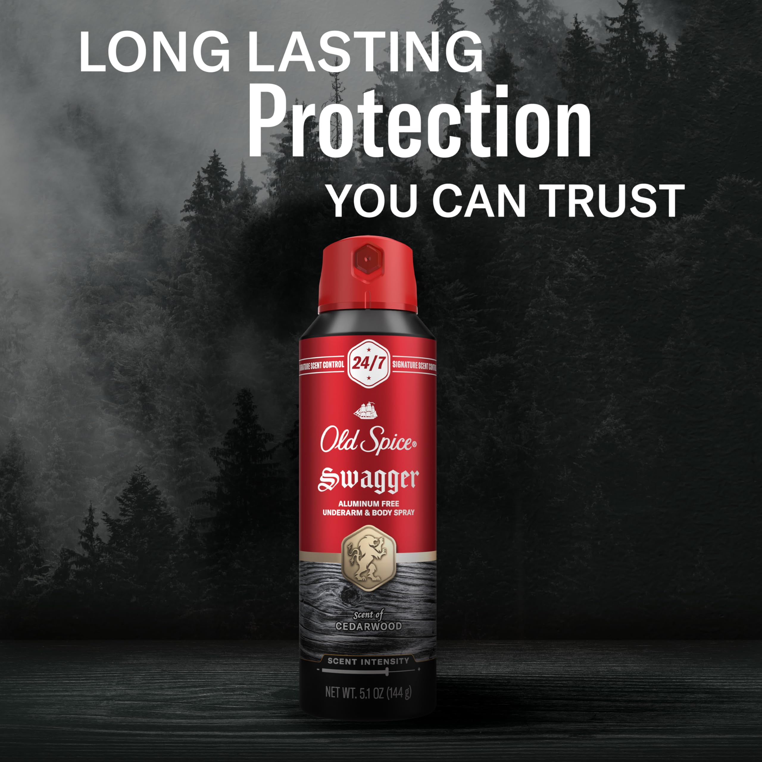 Old Spice red collection product lineup featuring deodorants and sprays.