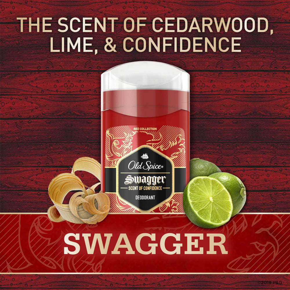 Old Spice Red Zone Swagger aluminum-free badge suggests lightweight skin feel.