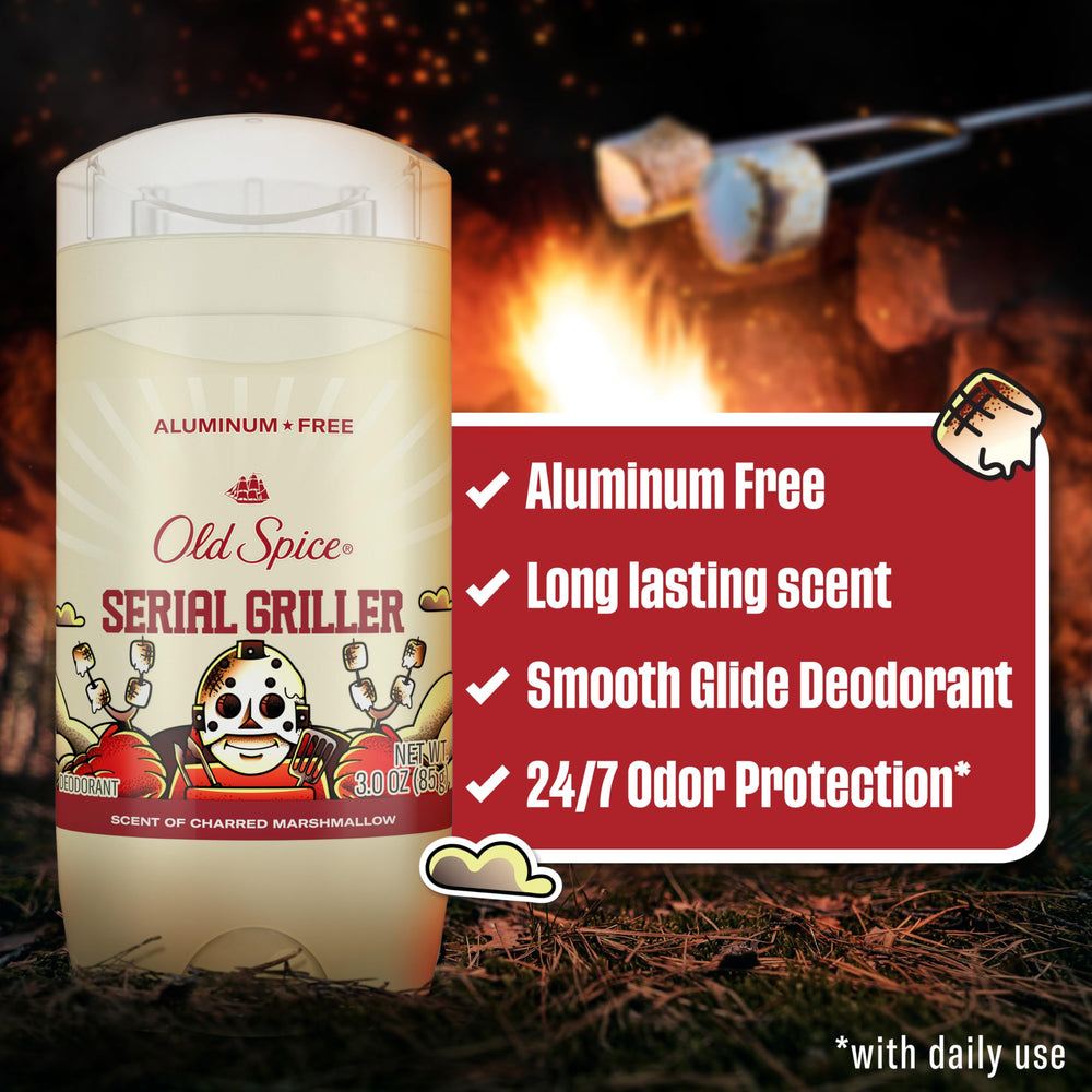 Old Spice Serial Griller cap highlights easy on off application for quick mornings