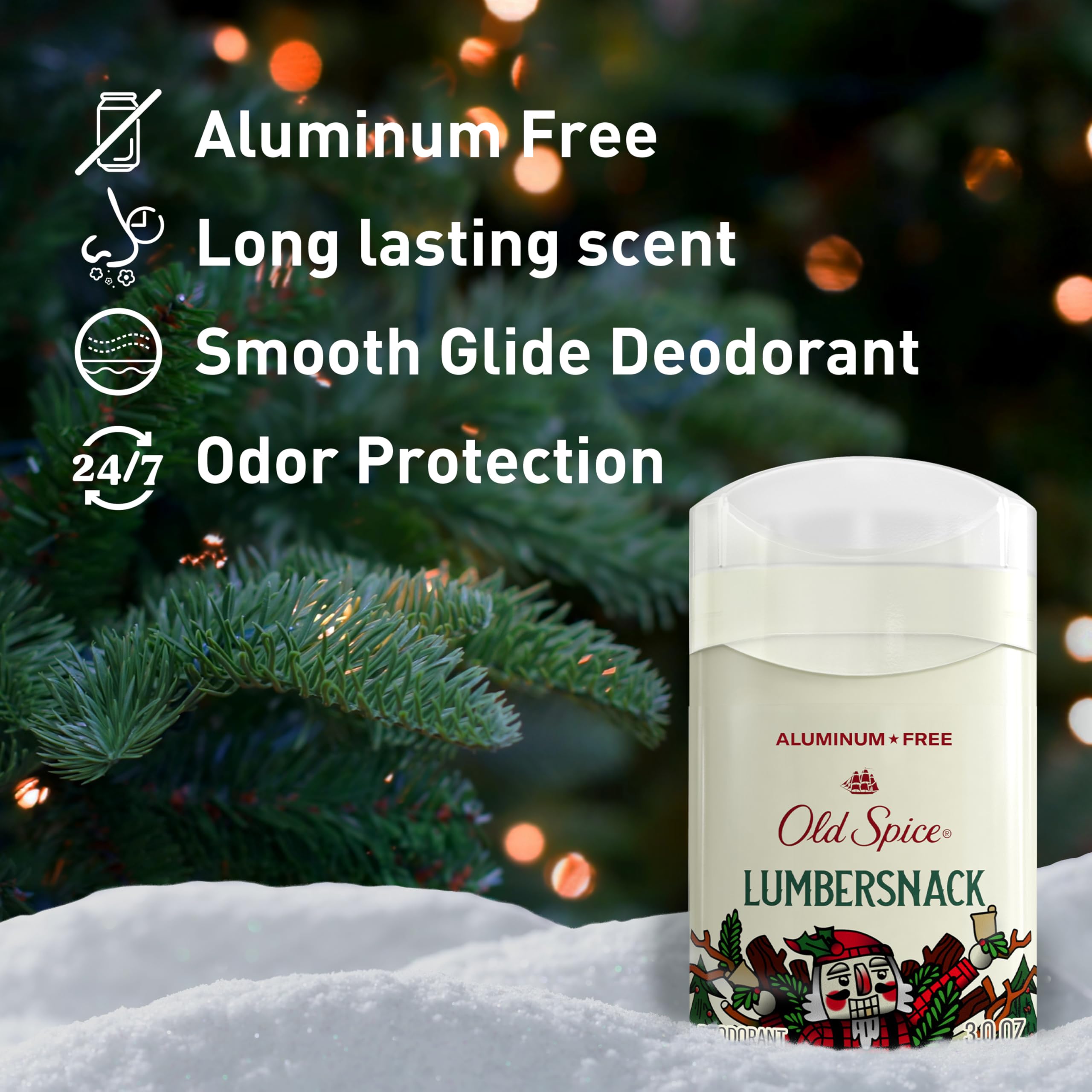 Old Spice Snickerdudel deodorant bottle with festive daily-wear scent.