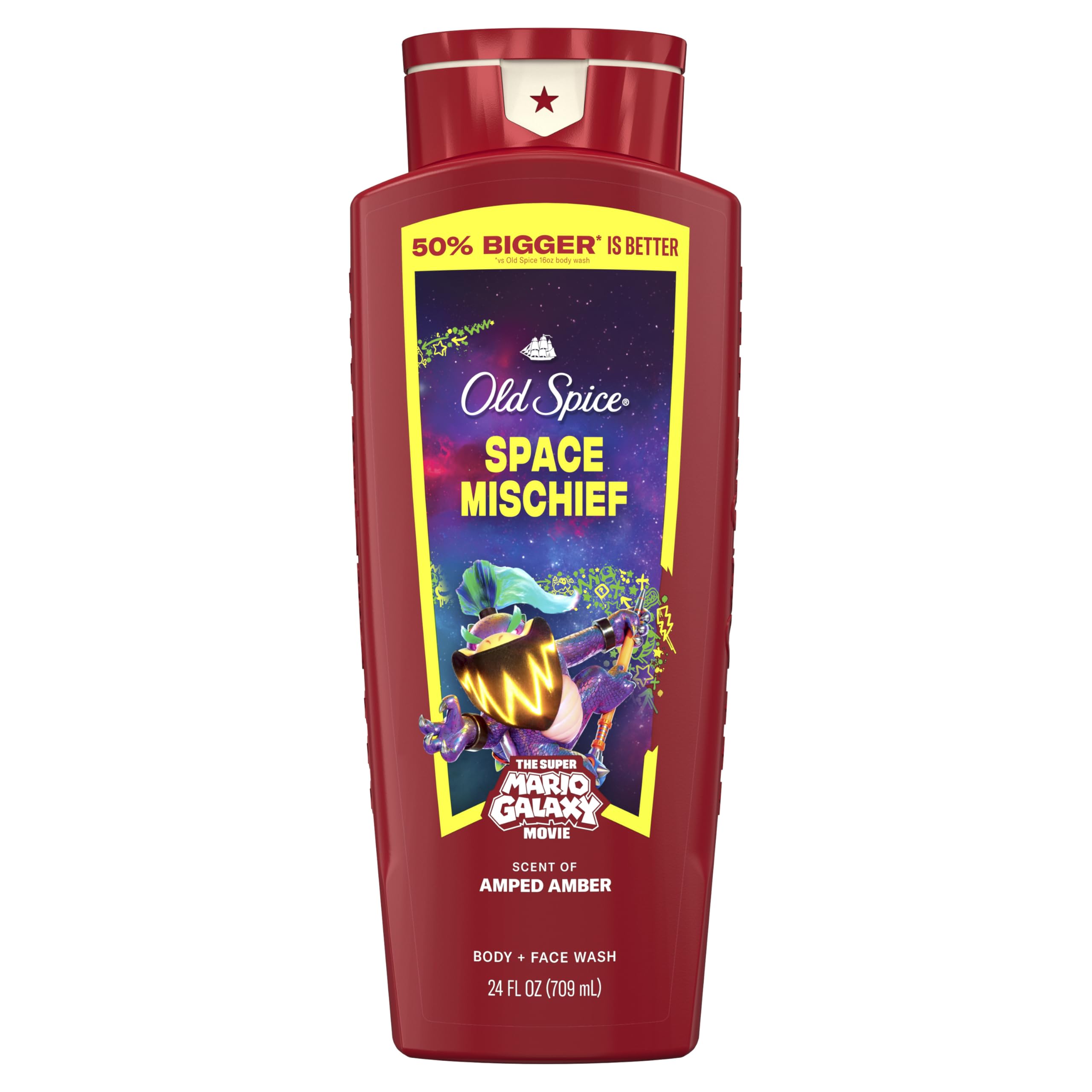 Old Spice Space Mischief bottle front with bold label for daily freshness.