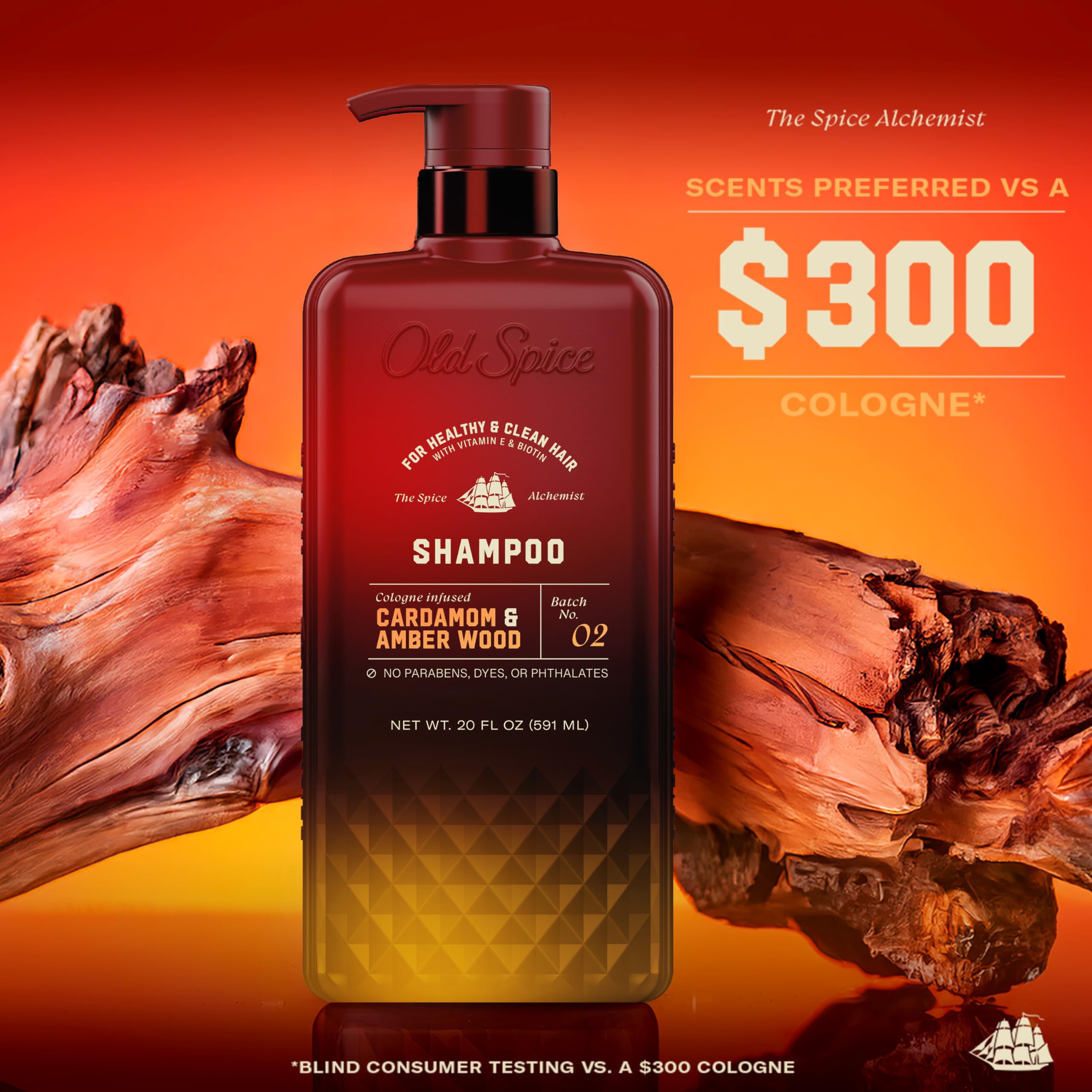 Old Spice Spice Alchemist cardamom amber wood scent notes evoke premium aroma.