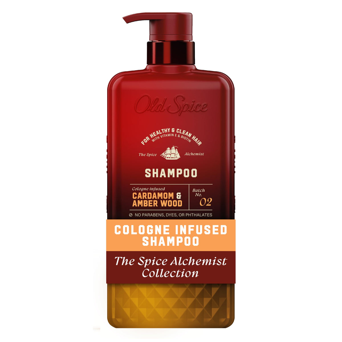 Old Spice Spice Alchemist bottle showcases cardamom amber wood fragrance for daily grooming.
