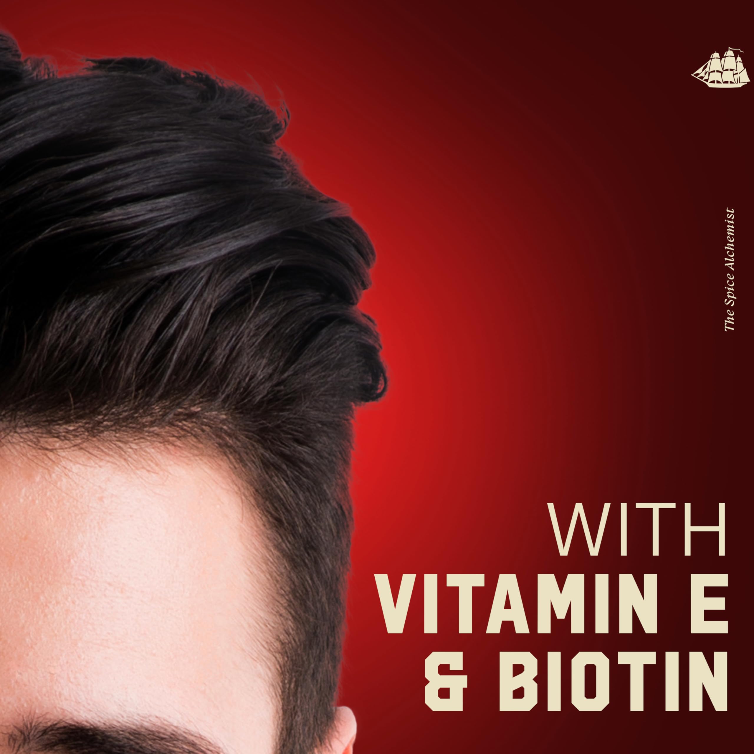 Old Spice Spice Alchemist bottle label close-up highlights barber-quality branding.