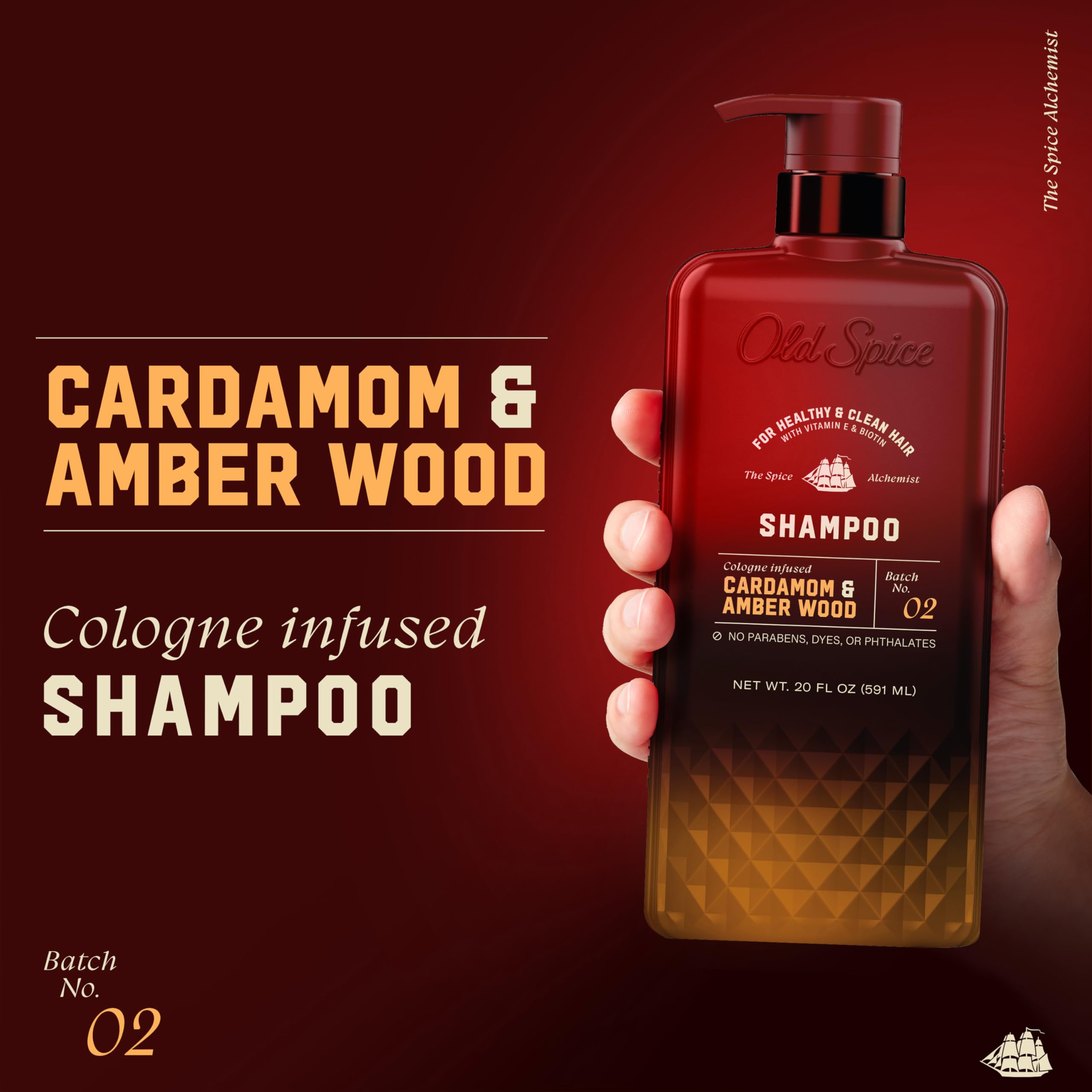 Old Spice Spice Alchemist shampoo lather close-up emphasizes rich cleansing experience.