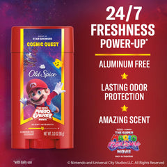 Old Spice Super Mario Galaxy edition packaging on display.