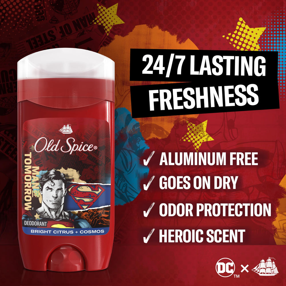 Old Spice Superman 24/7 protection against odor for daily wear.