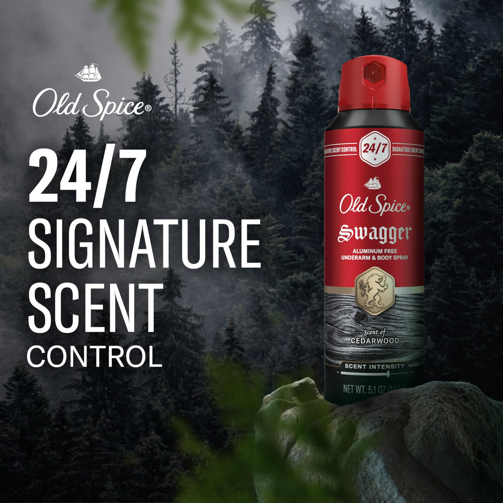 Old Spice swagger cedarwood apple fresh herbs scent bottle for bold daily scent.