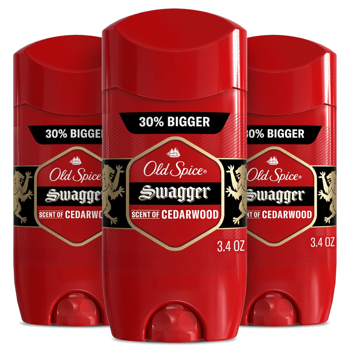 Old Spice Swagger Cedarwood bottle delivers all-day freshness.