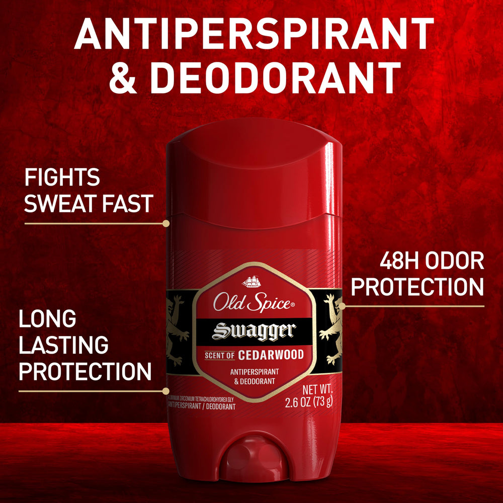 Old Spice Swagger cedarwood fragrance on the bottle for daily wear.