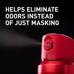 Old Spice Sweat Defense dry spray mist demonstrating quick-drying application.