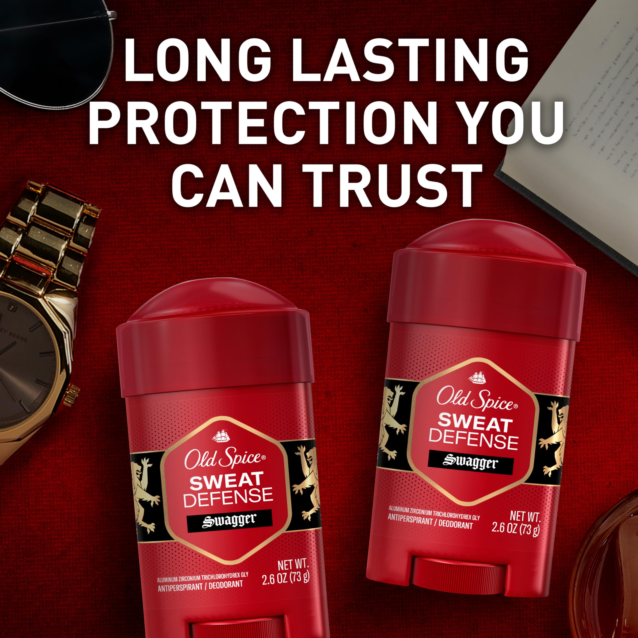 Old Spice Sweat Defense packaging box highlights sleek design.