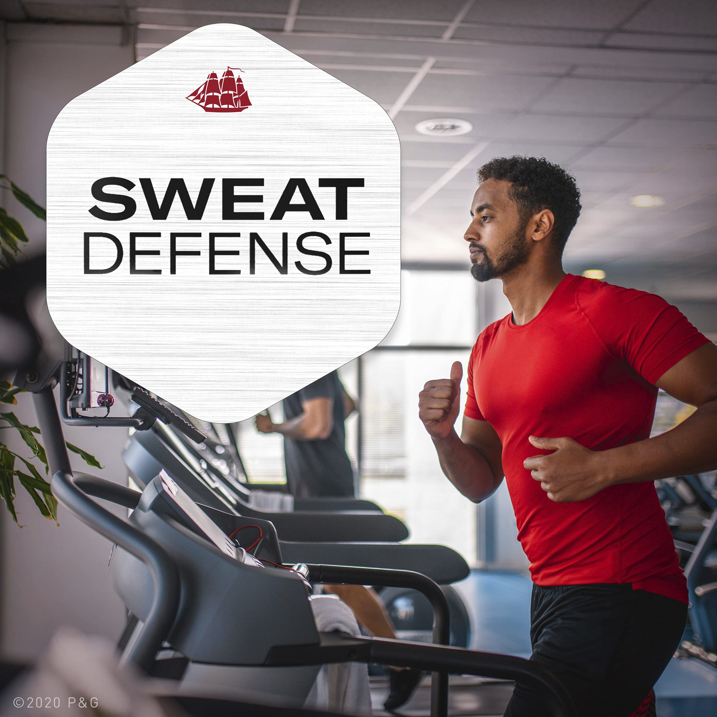 Old Spice Sweat Defense cedarwood scent imagery evokes confident daytime wear.