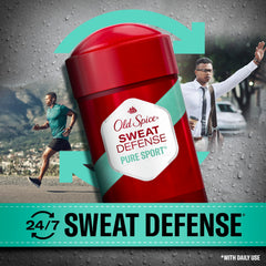 Old Spice Sweat Defense Soft Solid 24/7 protection graphic for all-day confidence