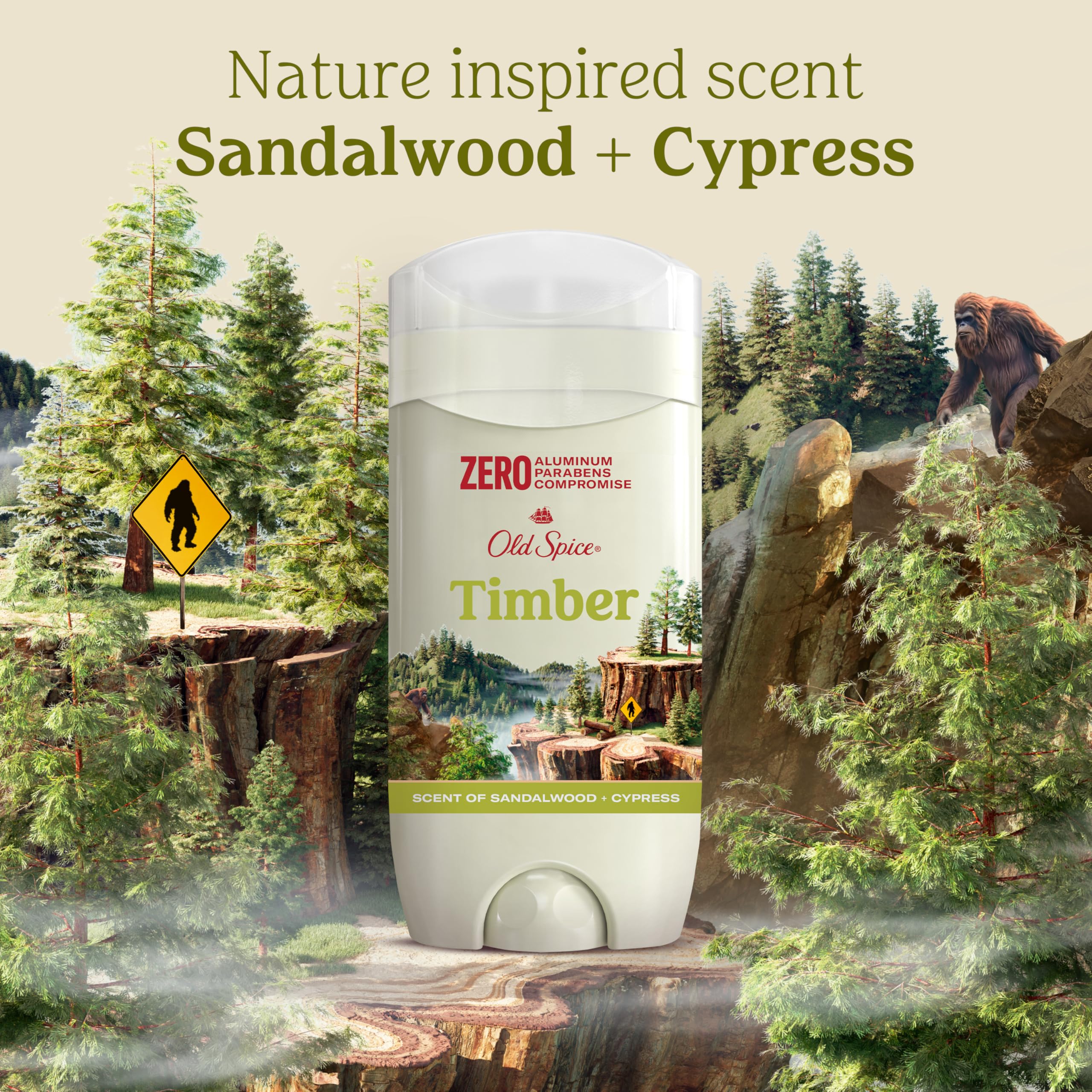 Close-up of Old Spice Timber deodorant applying with a smooth glide.