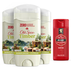 Old Spice Timber deodorant stick with sandalwood, long-lasting protection.