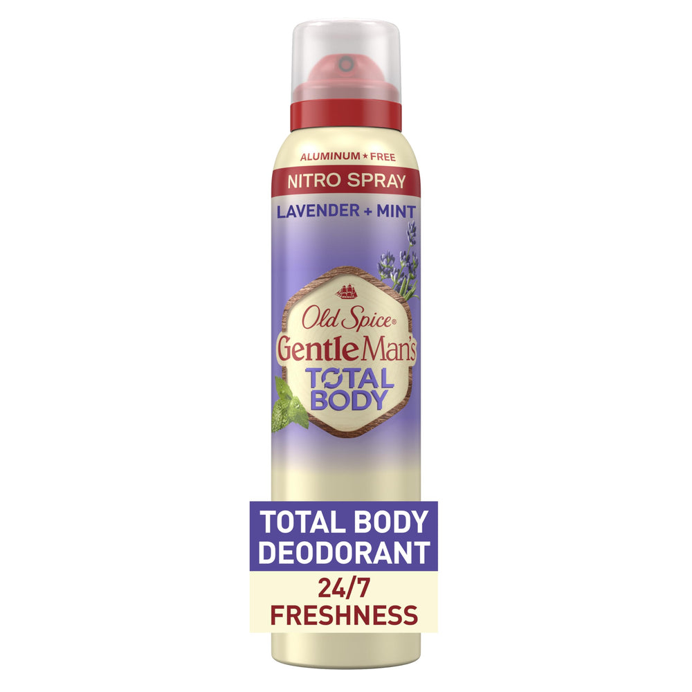 Old Spice Total Body Deodorant Lavender Mint spray bottle for all-over freshness.