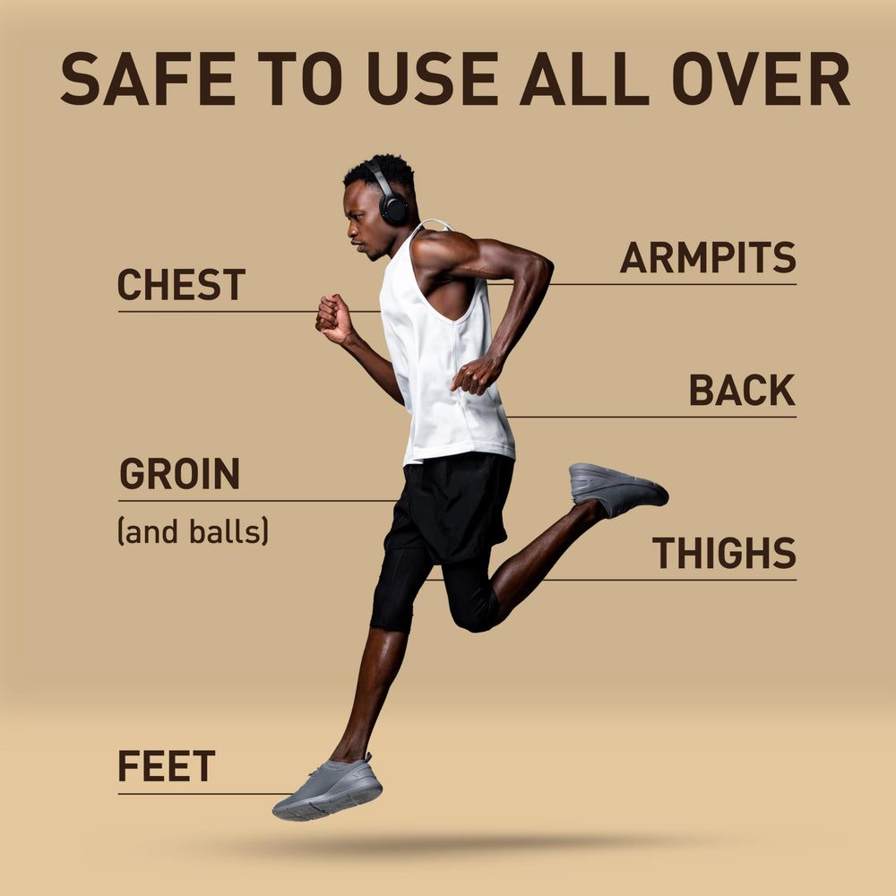 Product being applied on arms and legs for full-body freshness.