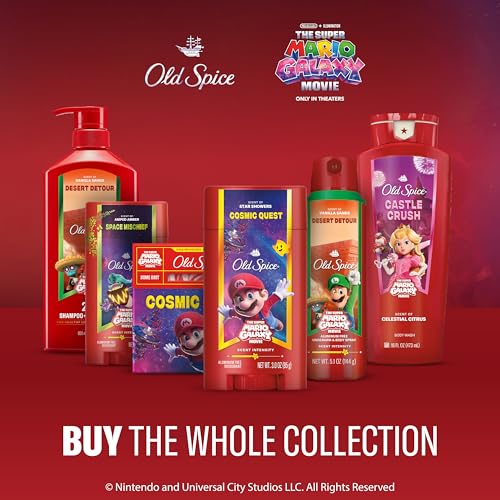 Old Spice x Mario Galaxy promo art on promotional poster image.