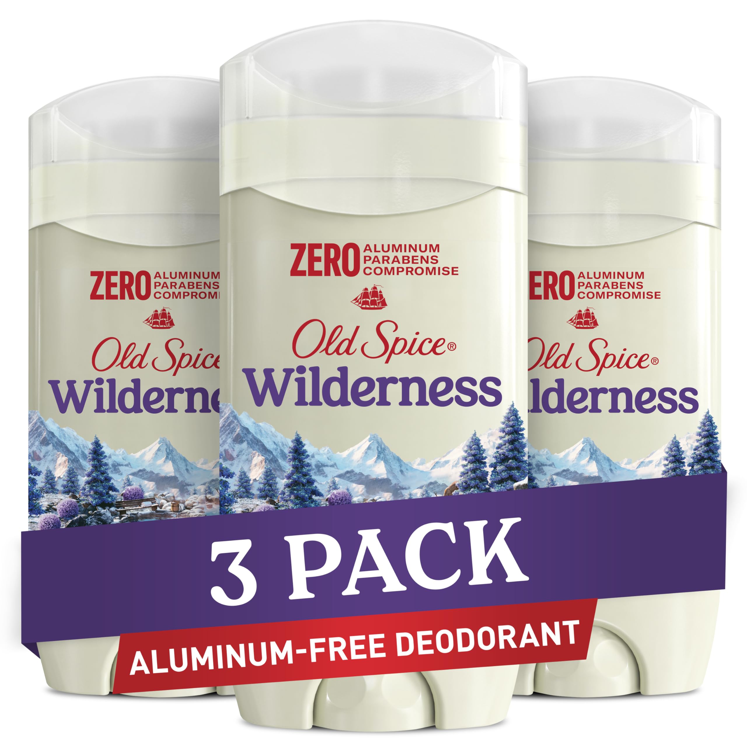 Old Spice Wilderness Lavender deodorant front view in 3oz pack for all-day freshness