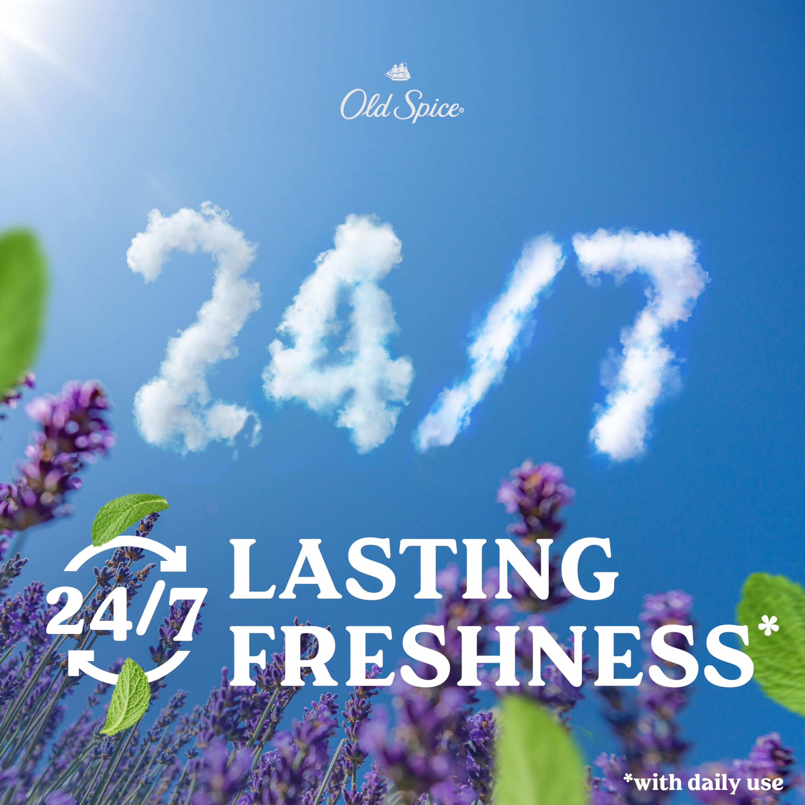 Old Spice Wilderness Lavender detail with lavender botanicals highlighting fragrance notes