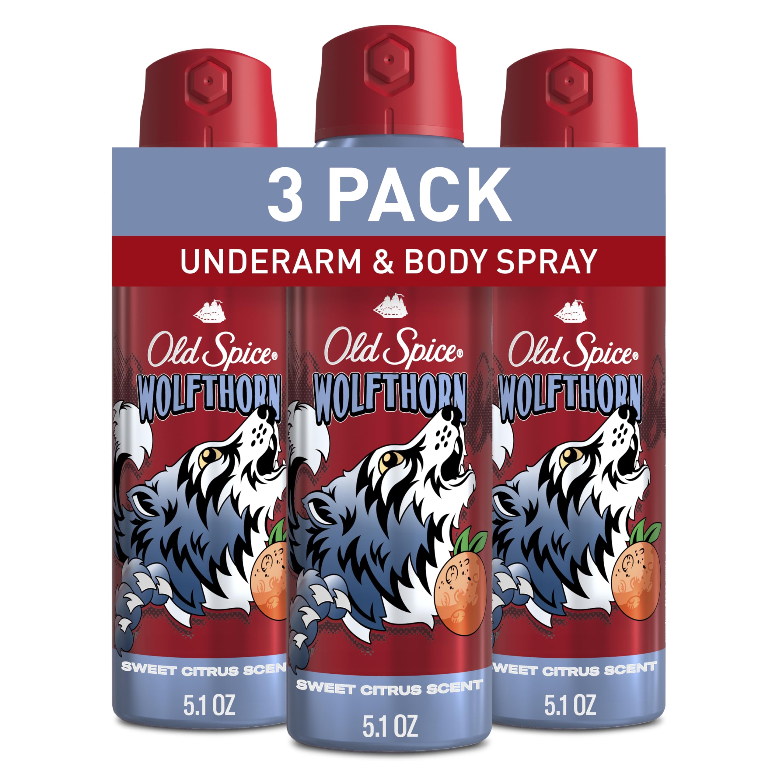 Old Spice Wolfthorn bottle side view highlights citrus-forward scent for daily wear