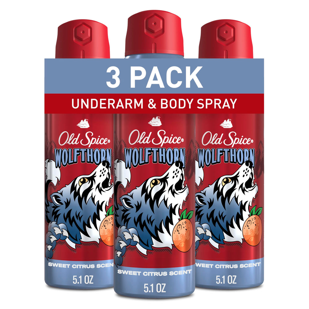 Old Spice Wolfthorn bottle side view highlights citrus-forward scent for daily wear