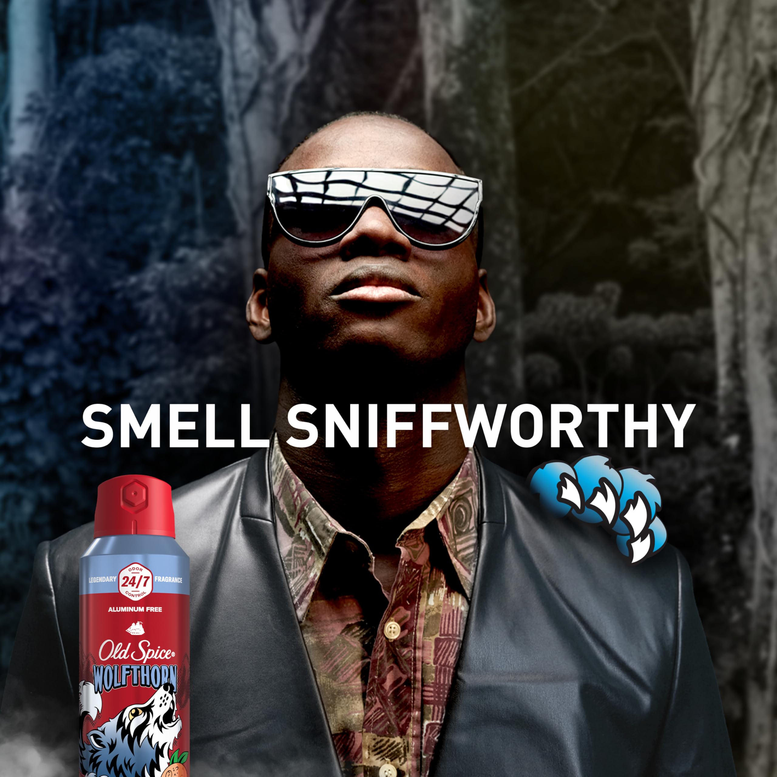 Old Spice Wolfthorn label closeup emphasizes citrus notes and tropical fruit hints