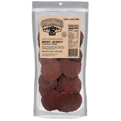 Old Trapper Double Eagle jerky in 21 oz bulk packaging for easy sharing