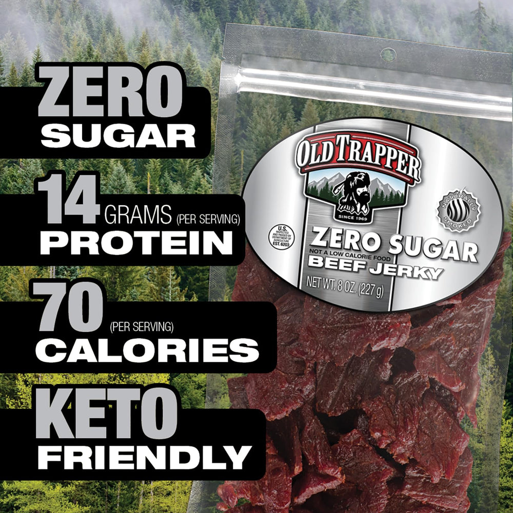 Lean beef quality showcased in Old Trapper jerky with quality ingredients