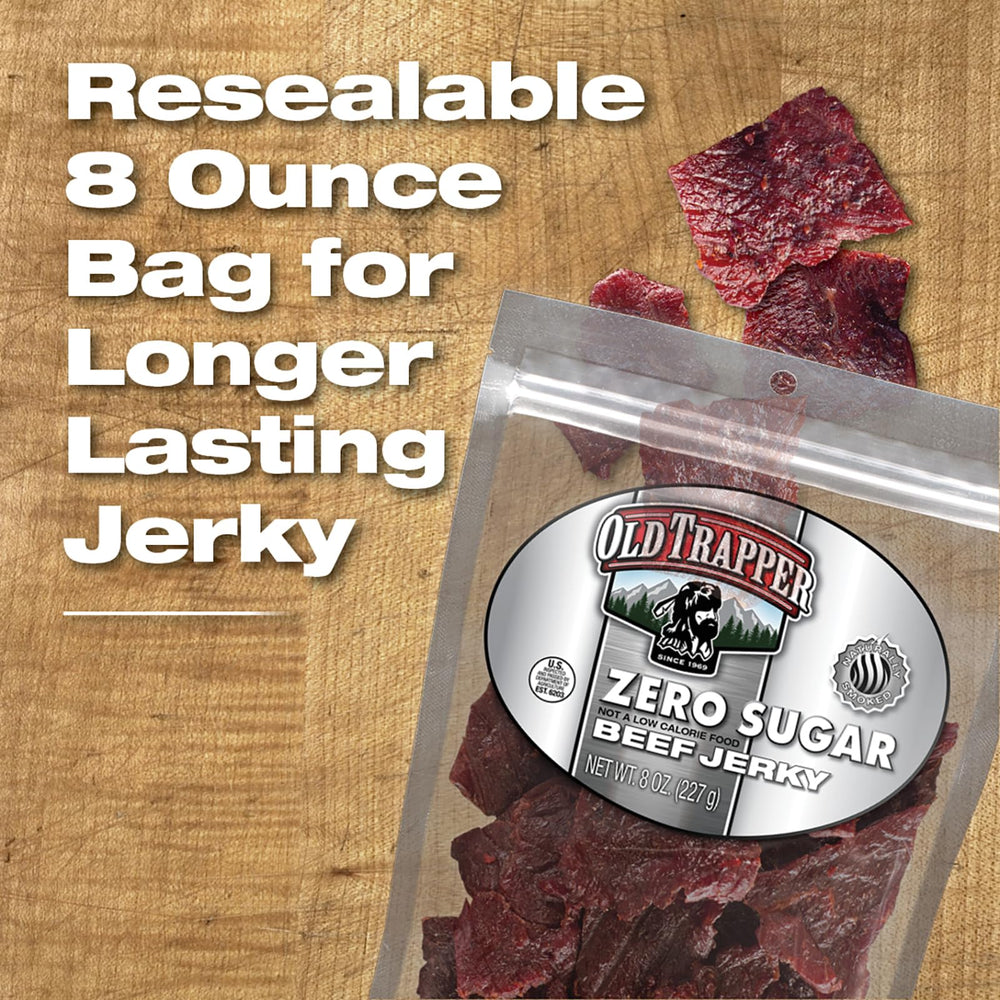 Protein-packed Old Trapper jerky with 14g per serving for fullness