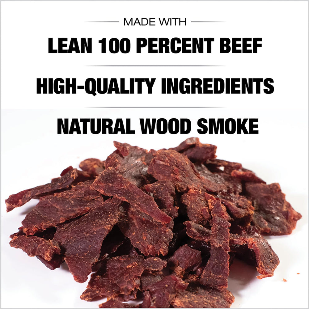 Old Trapper Teriyaki beef jerky front label highlights flavor and quality