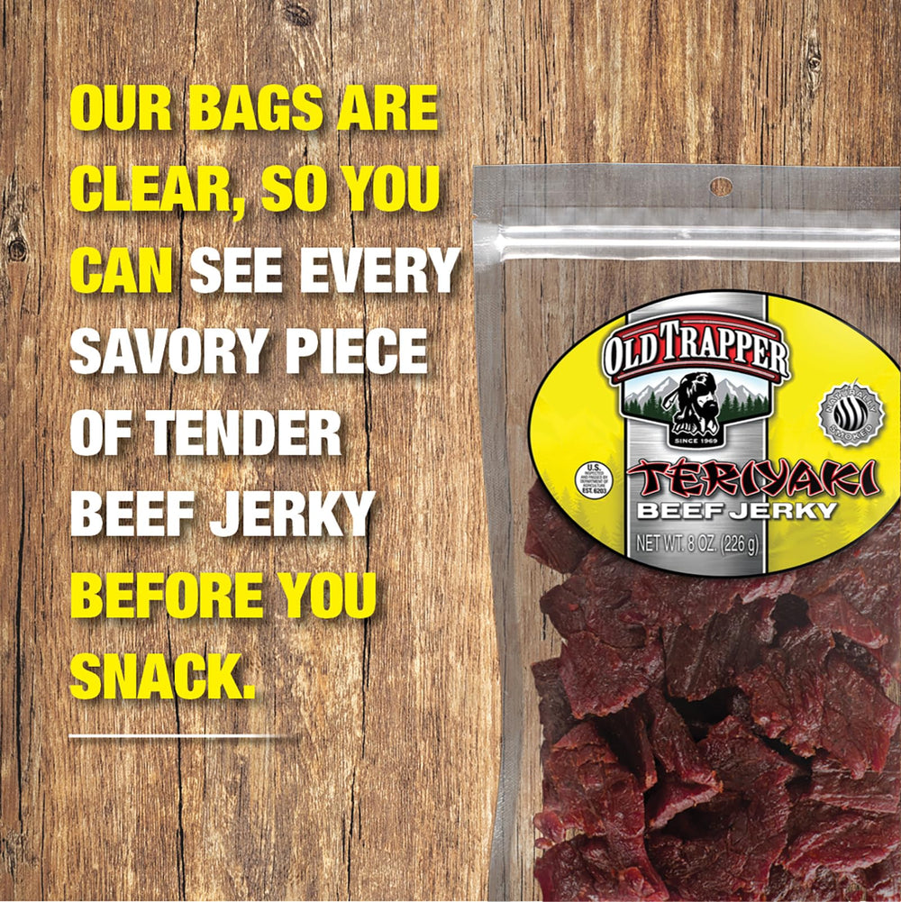 Old Trapper jerky resealable bag keeps freshness for busy days