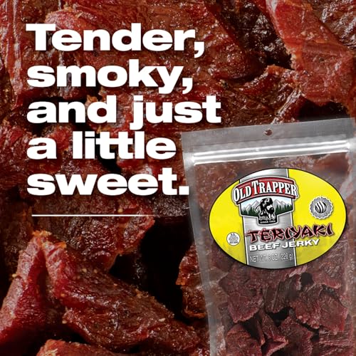 Old Trapper Teriyaki beef jerky serving plate ready for a snack
