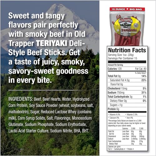Old Trapper Deli-Style beef sticks served on a plate for a protein-packed bite.