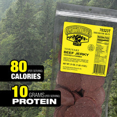 Old Trapper Teriyaki Double Eagle jerky packaging seal for easy reclosure.