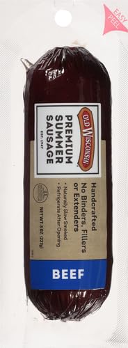 Sliced Old Wisconsin Beef Summer Sausage on a plate inviting high-protein grazing.