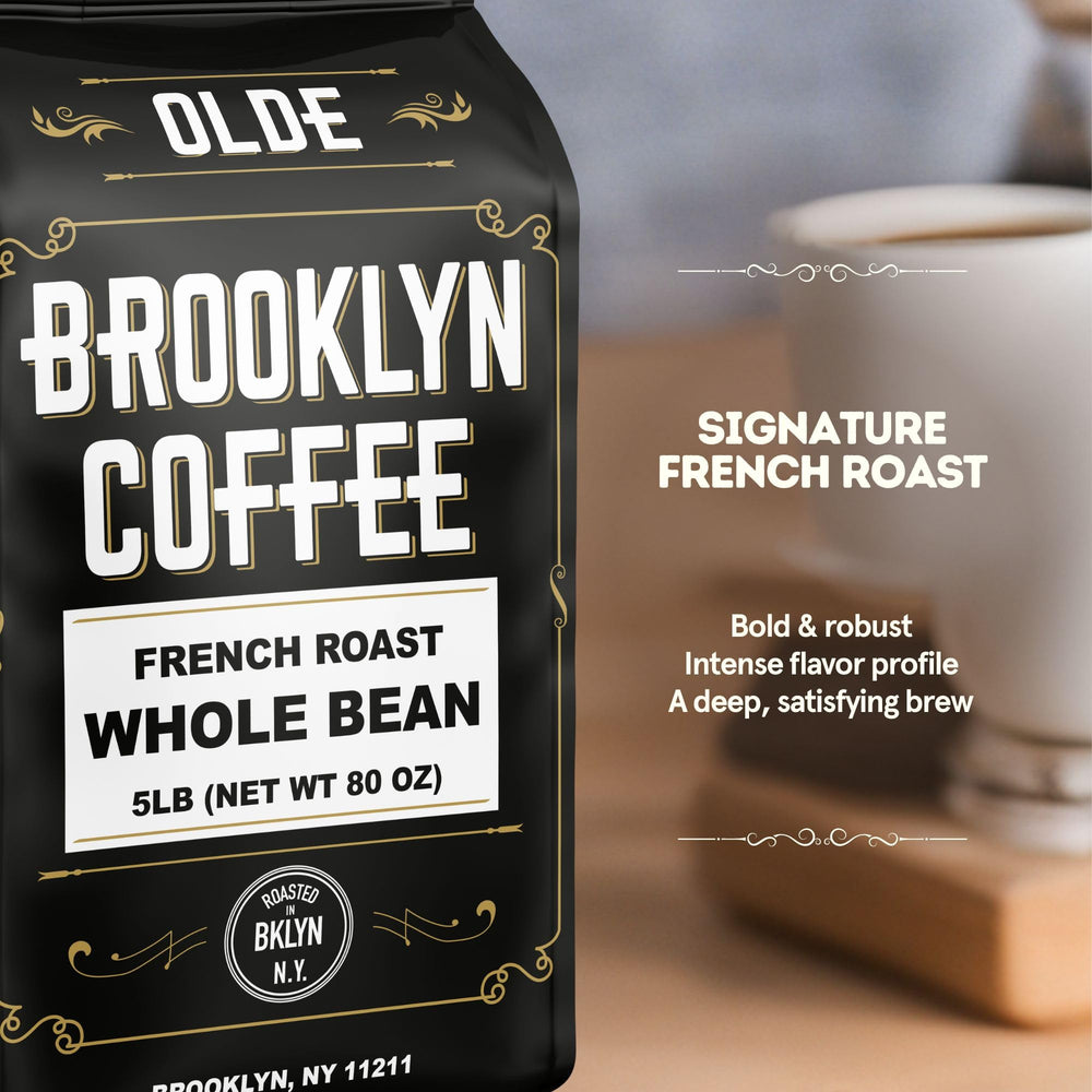 OLDE BROOKLYN COFFEE whole beans bulk pack for home grinding and freshness.