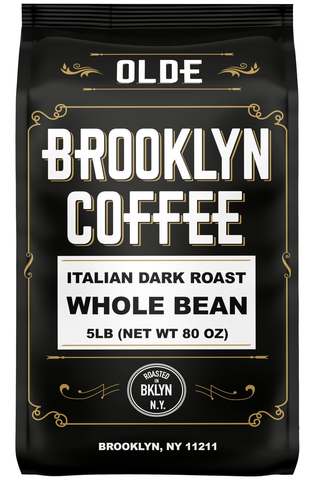 OLDE BROOKLYN COFFEE Italian Dark Roast whole bean for a bold, versatile brew.