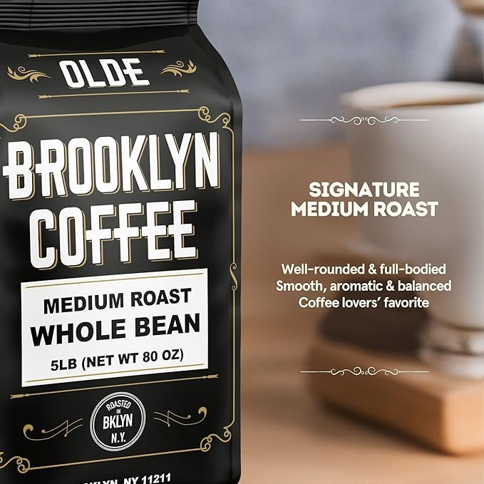 OLDE BROOKLYN COFFEE whole beans aroma image illustrating rich fragrance.