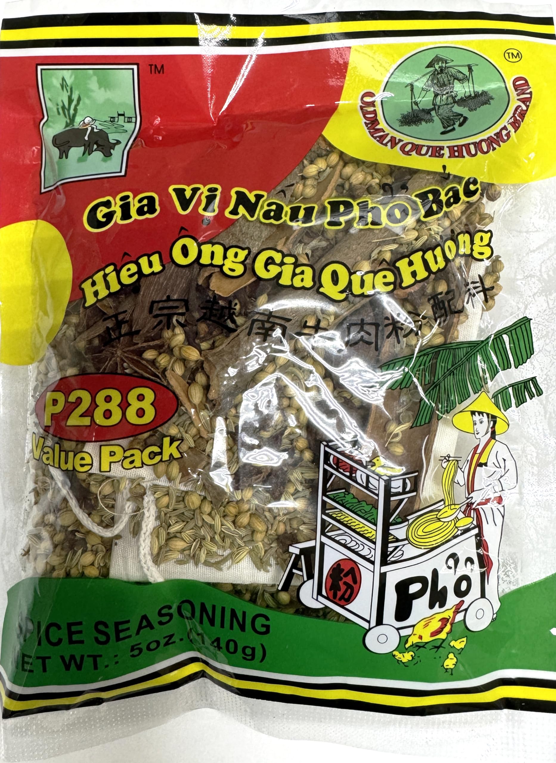 Oldman Que Huong pho bac spice value pack bag with cloth pouch for easy spice removal.
