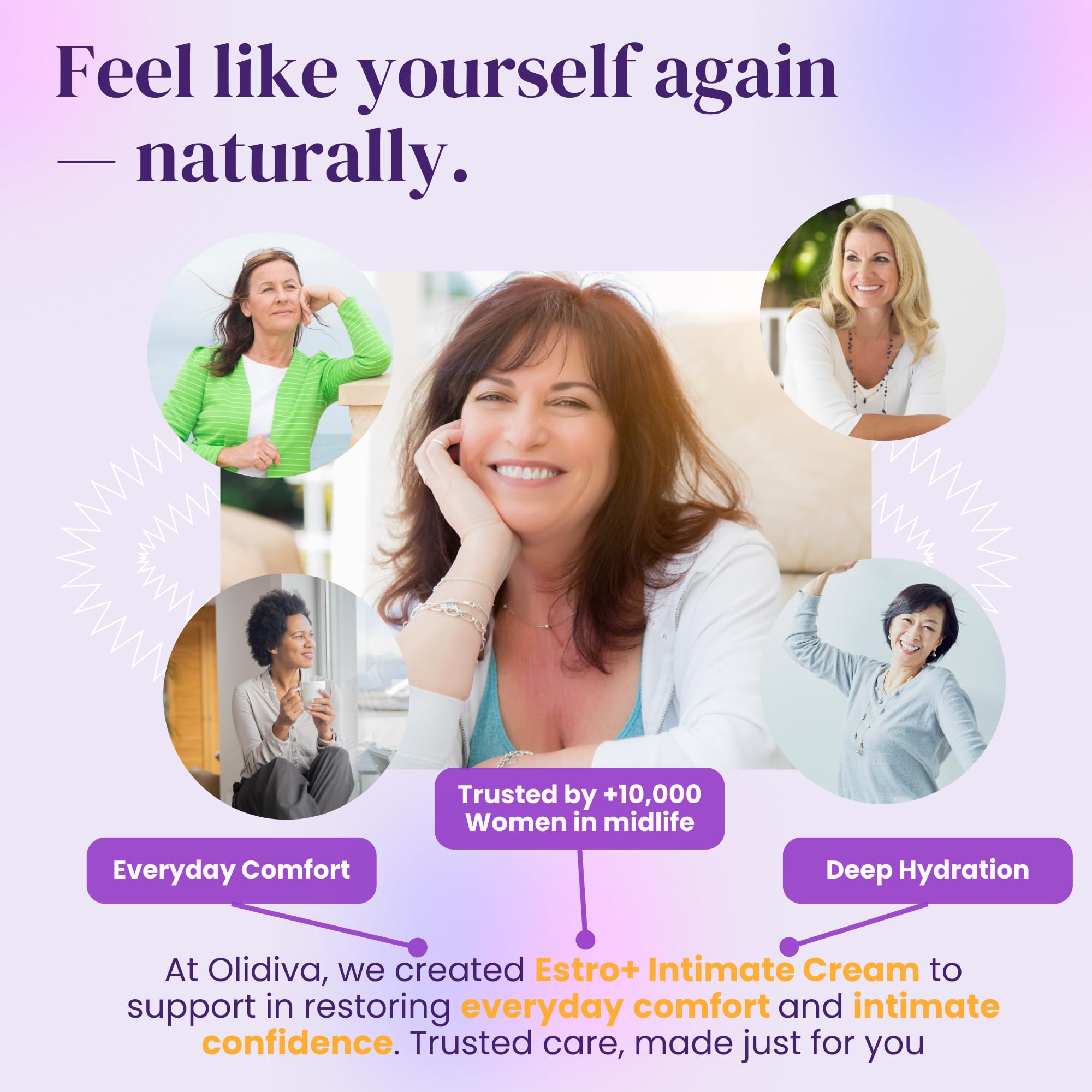Olidiva bioestriol cream night routine setup suggests soothing intimacy support.