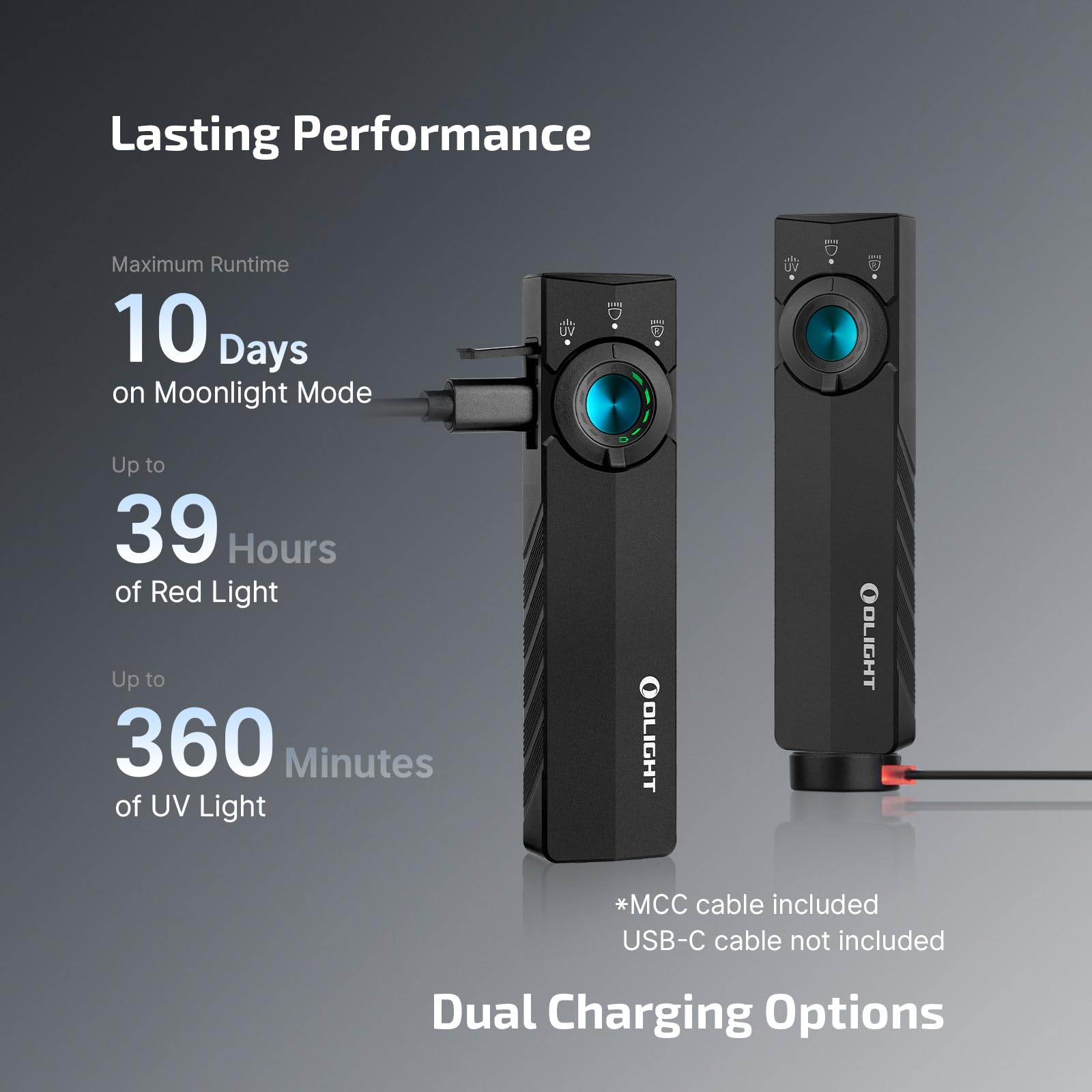 OLIGHT ArkPro Lite matte black textured handle provides secure grip