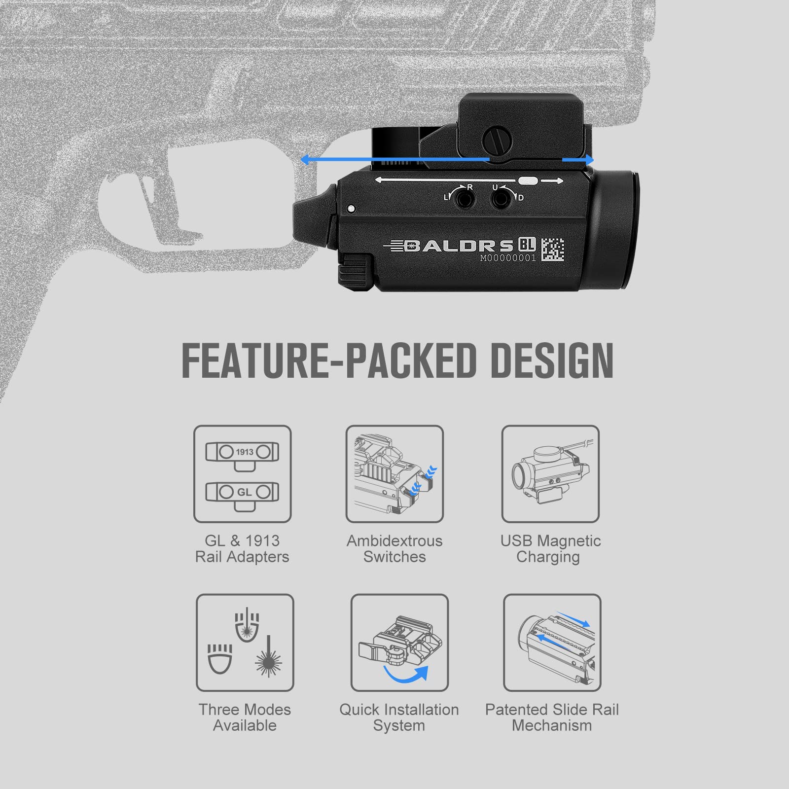 OLIGHT Baldr S black tactical finish built for durability