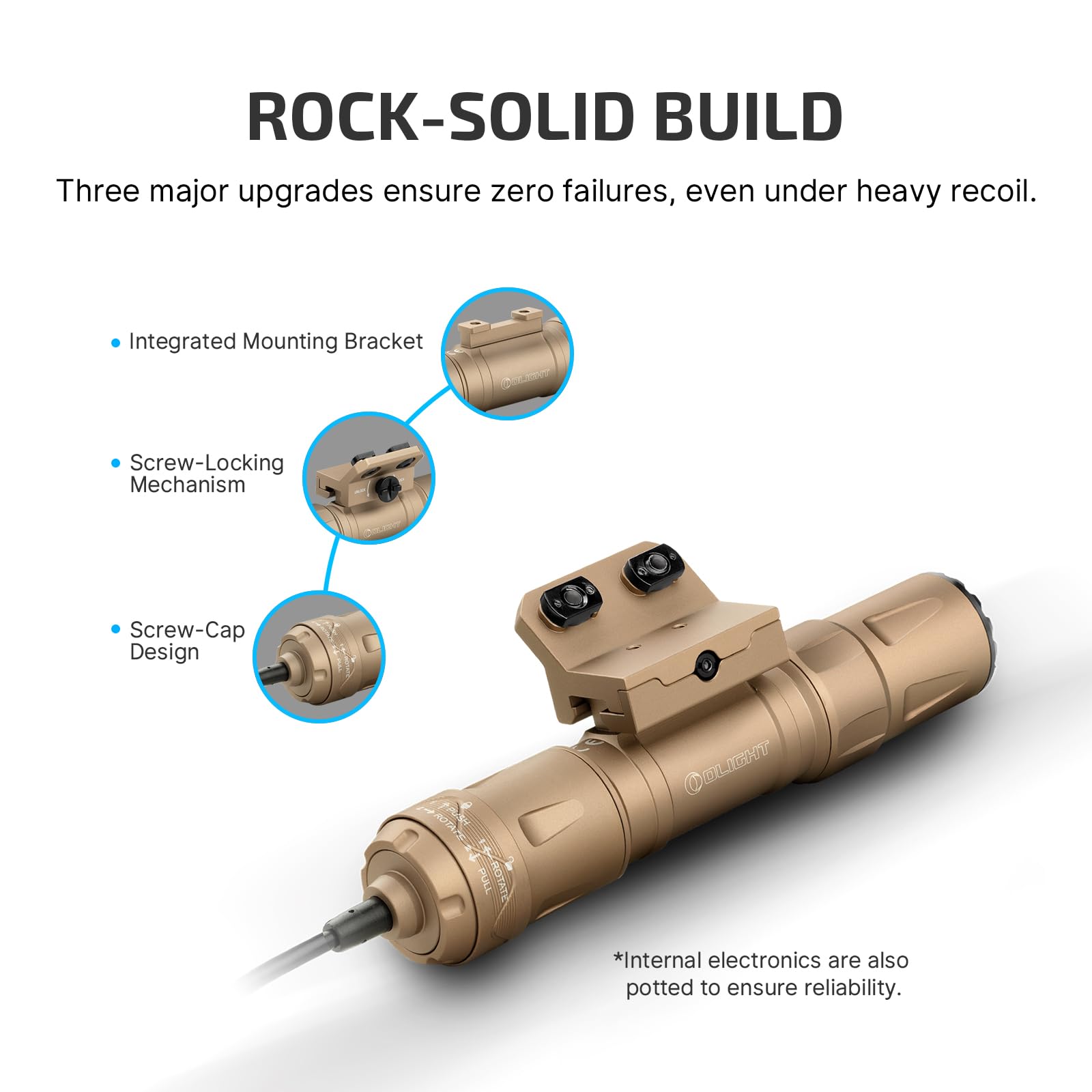 OLIGHT Odin S dual power options with rechargeable and alkaline batteries