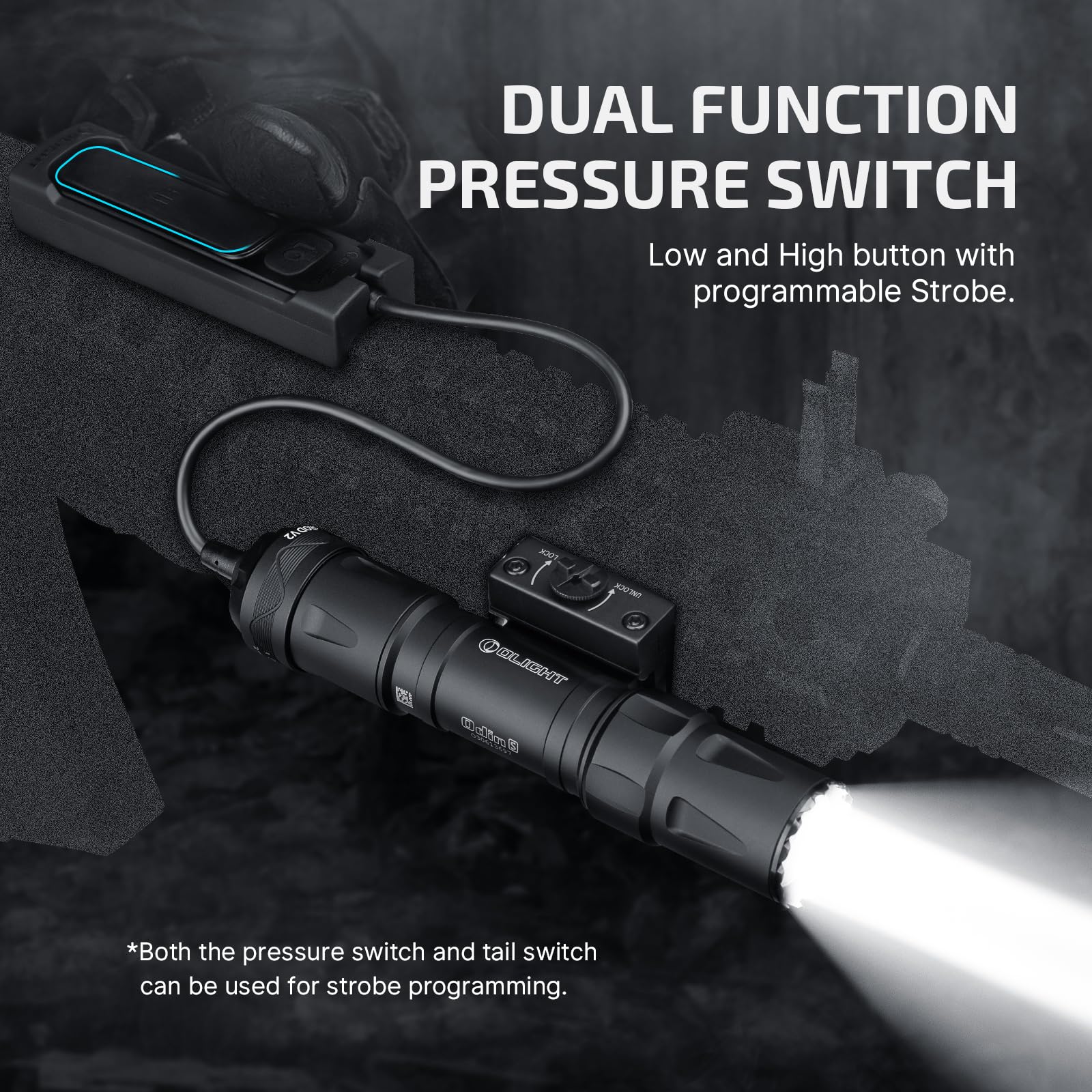 OLIGHT Odin S IPX8 waterproof design in black for rugged conditions