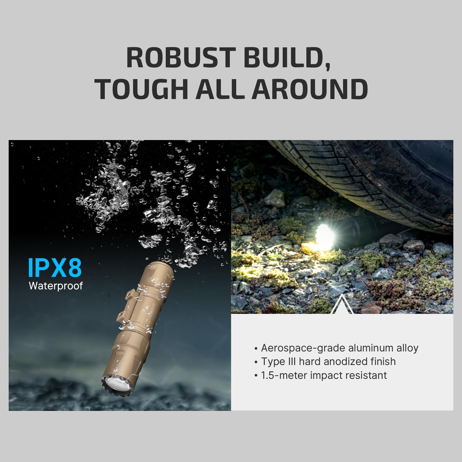 OLIGHT Odin S compatibility with two non-rechargeable batteries for flexibility